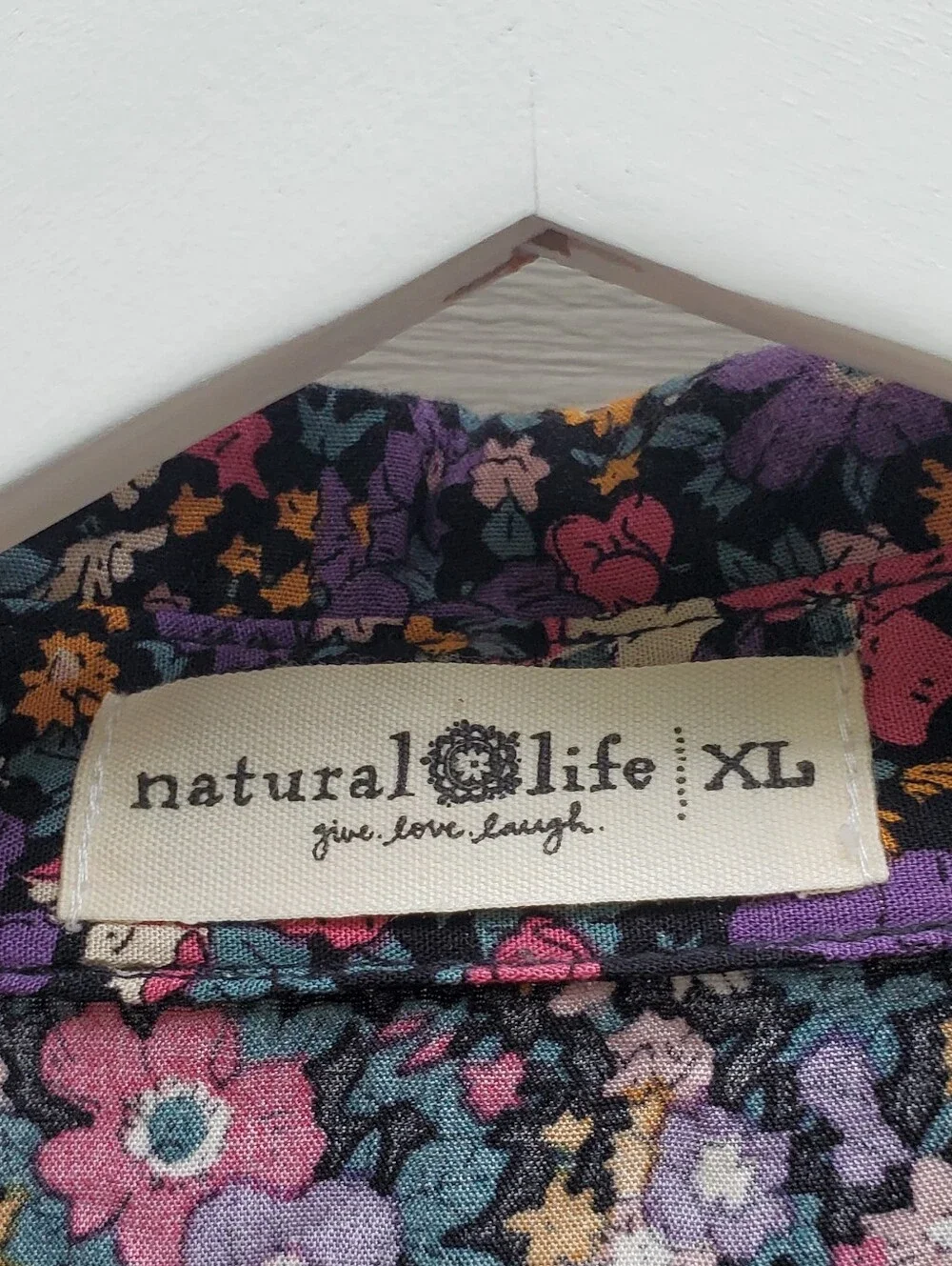Natural Life Floral Long-Sleeve Button-Front Midi Dress Size XL
